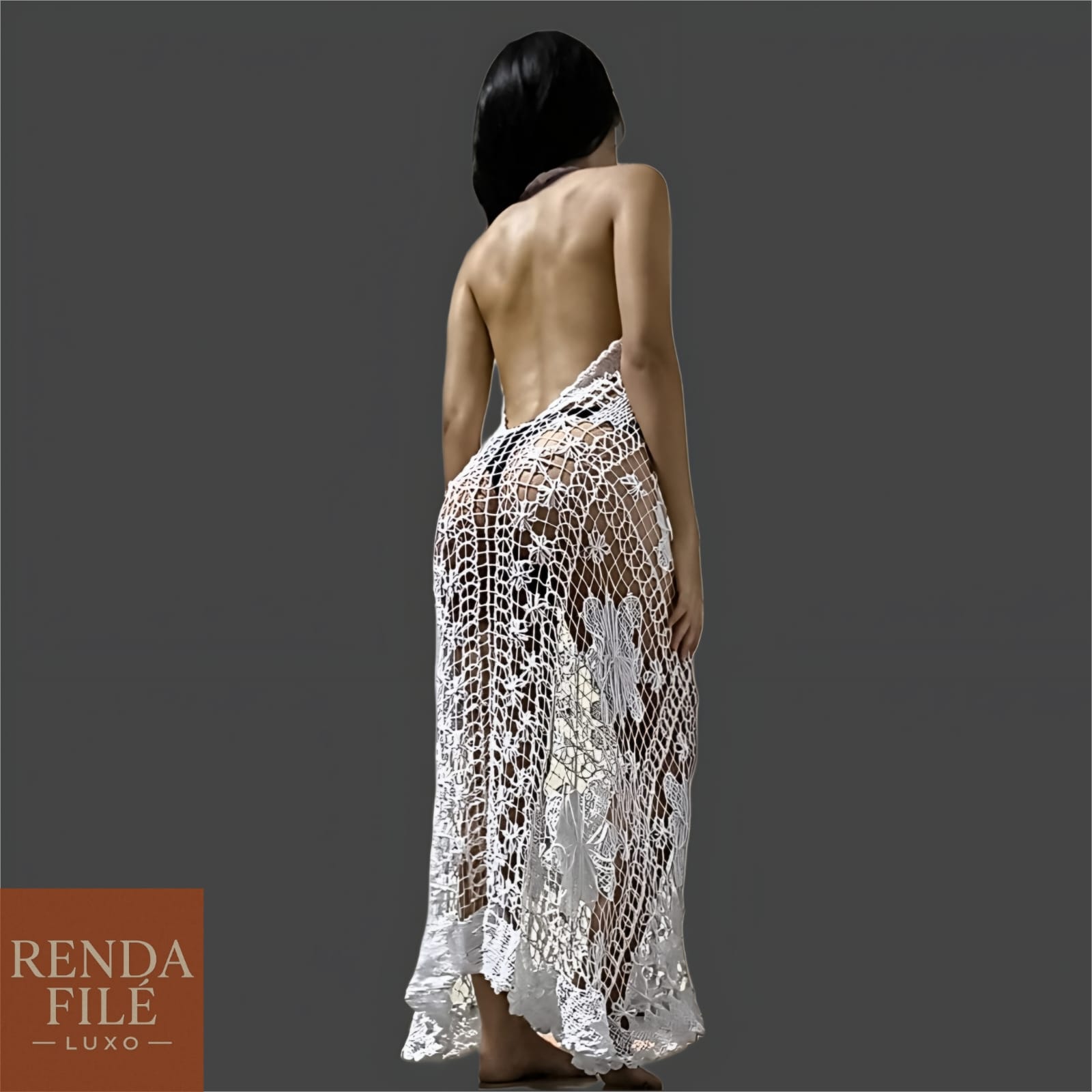 Vestido Sereia Branco - Vestidos de Renda Filé Artesanal - Loja Online